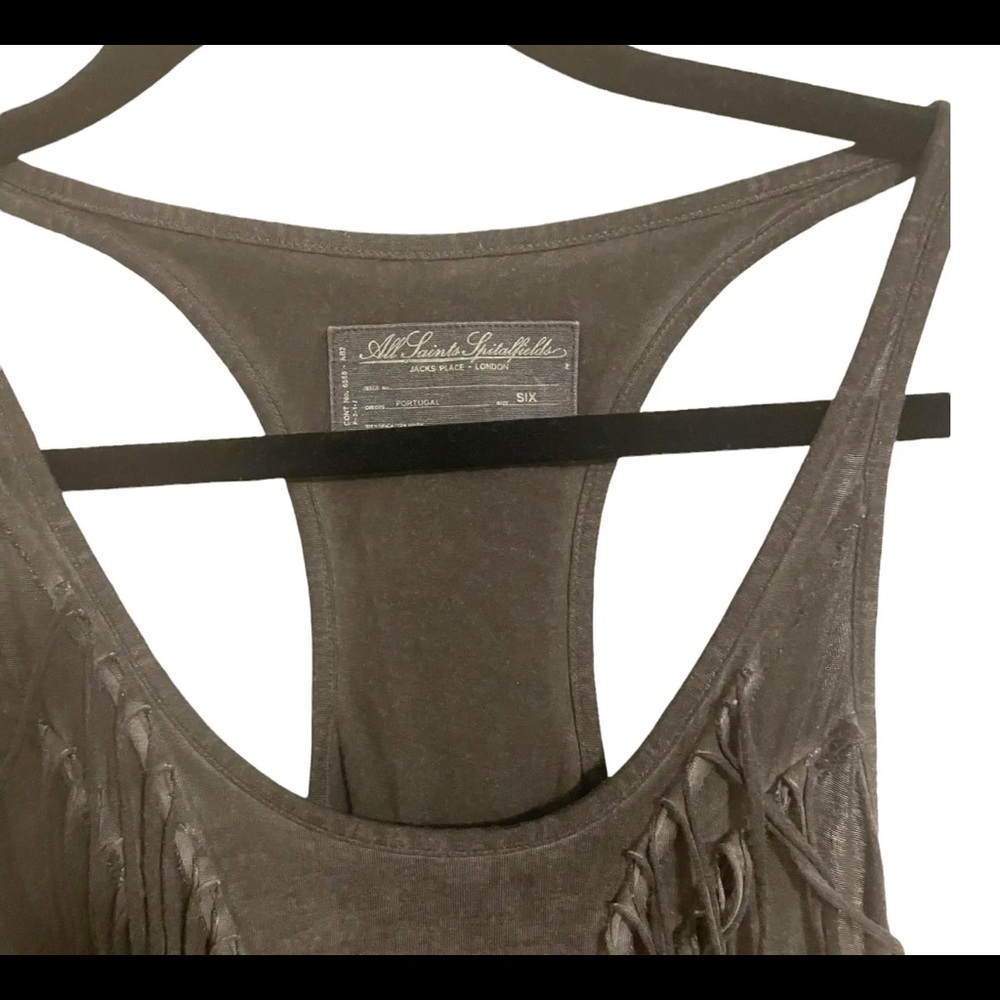 AllSaints Distressed Gray Fringe Dress/ Cover-Up Size 6
